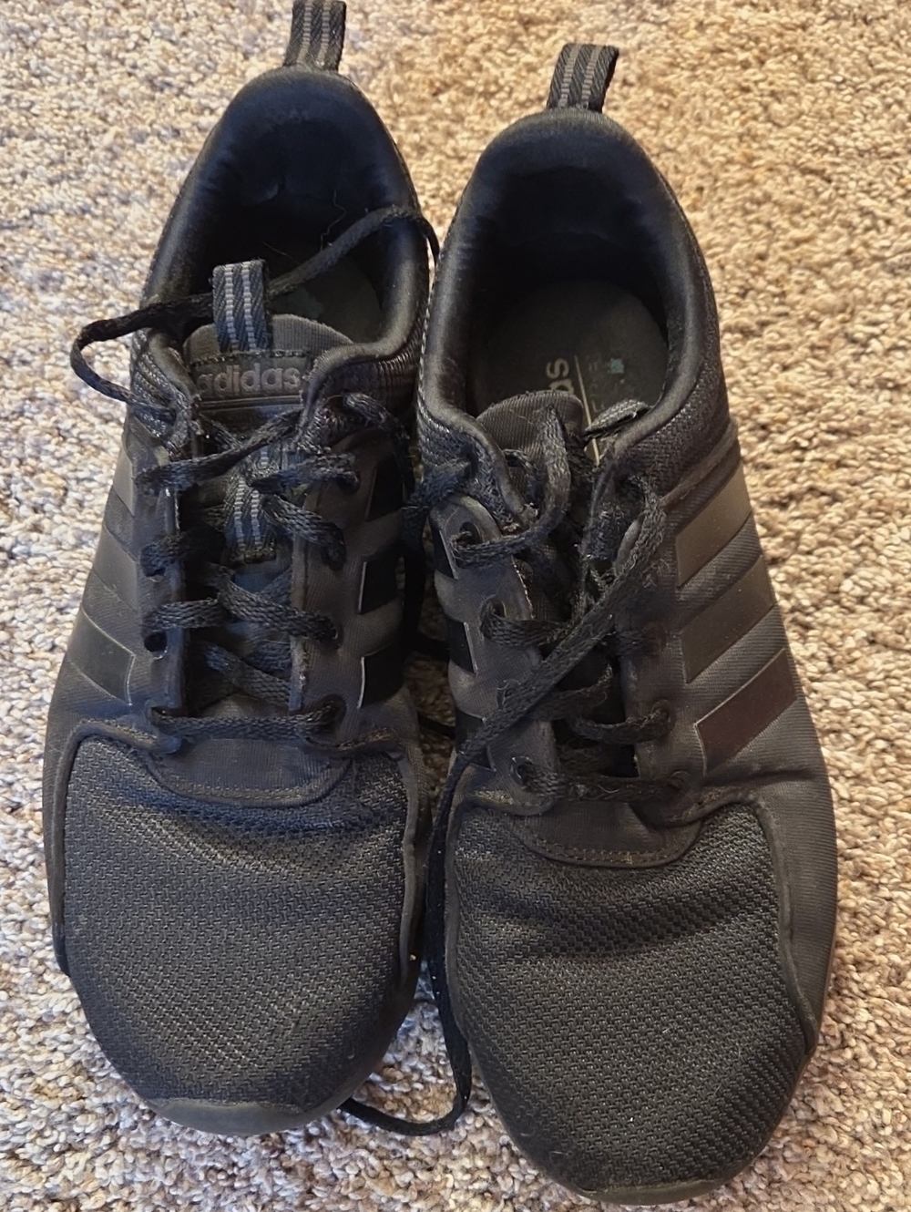 Adidas Black Men's Athletic Sneakers with Signature Stripes Size 9